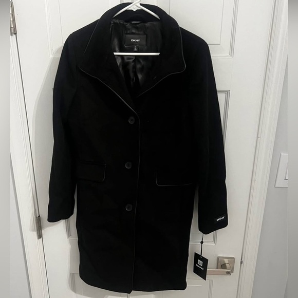 DKNY Classic Black Coat - Picture 1 of 2